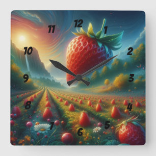 Relógio Quadrado Strawberry Field of Dreams