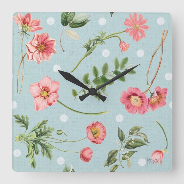 Relógio Quadrado Studio Botanicals (Frente)