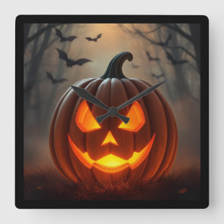 Relógio Quadrado Stunning Glowing Pumpkin Art – Ultimate