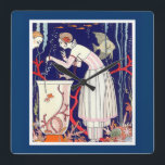 RELÓGIO QUADRADO STUNNING LITTLE FISH , ART DECO BEAUTY FASHION<br><div class="desc">Vibrant colorful , aquariums, underwater , classy French Art Deco 1921 high fashion illustration with a beautiful lady, Betta fish, aquatic environment, red corals, water plants in navy blue white , teal colors .Cool , modern and artistic design.is perfect for hair dresser, stylish hair stylist, theatrical make up artists, costumers,...</div>