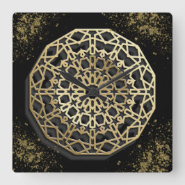 Relógio Quadrado stylish black design oriental ornament