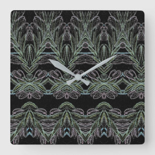 Relógio Quadrado Suaves espirais em preto