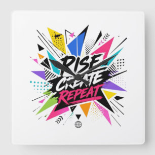 Relógio Quadrado Subir Criar Repetir Citação Motivacional Inspirado
