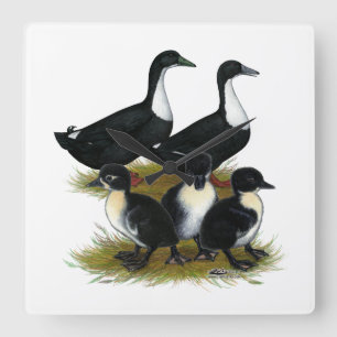 Relógio Quadrado Sueco Duck Family