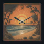 Relógio Quadrado Summer Art Deco<br><div class="desc">Design de relógio do Deco de Arte Fantástico. Você vai adorar como os outros. Esteja livre para usar este design para outro produto que você quiser ou para personalizar e adicionar seu texto. Siga-me para mais. Obrigado. Tenha um bom dia.</div>