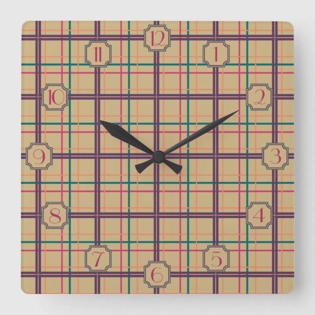 Relógio Quadrado Summer Plaid Clock (Frente)