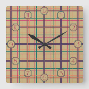 Relógio Quadrado Summer Plaid Clock