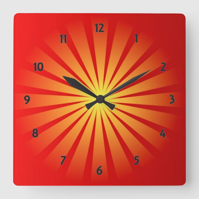 Relógio Quadrado Sun Rays Square Wall Clock (Frente)
