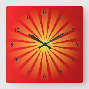 Relógio Quadrado Sun Rays Square Wall Clock