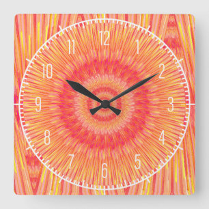 Relógio Quadrado Sunburst Orange Square Wall lock