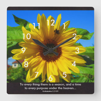 Relógio Quadrado Sunflower Verse