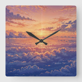Relógio Quadrado Sunlit Atmosphere - Vibrant Illustration Art Style