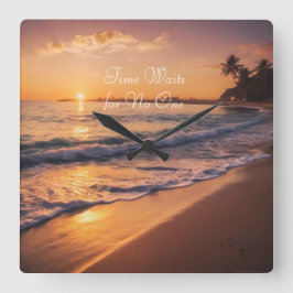 Relógio Quadrado Sunset Beach Walk Clock