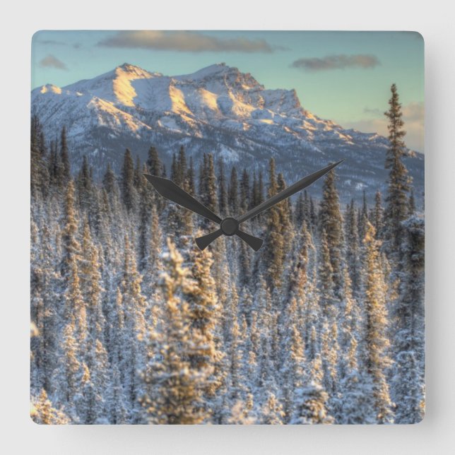 Relógio Quadrado Sunset on Mount Fellows (Frente)
