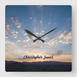 Relógio Quadrado Sunset Sky Personalizado