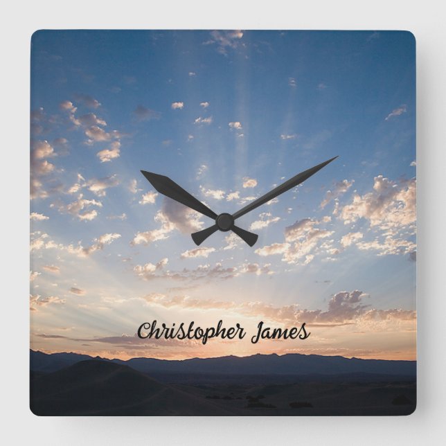 Relógio Quadrado Sunset Sky Personalizado (Frente)