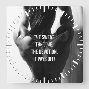 Relógio Quadrado Suor, Tempo, Devoção Trabalho feminino Motivaciona