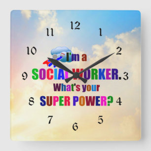 Relógio Quadrado super-herói "Sou um Assistente Social"