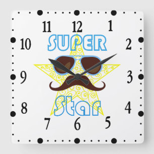 Relógio Quadrado Super Star de óculos de sol e bigode