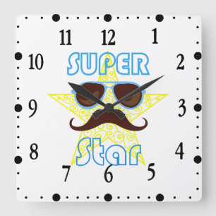 Relógio Quadrado Super Star de óculos de sol e bigode