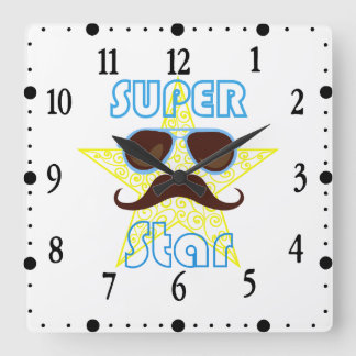 Relógio Quadrado Super Star with sunglasses and mustache