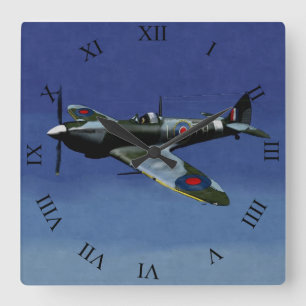 Relógio Quadrado Supermarine Spitfire IX Wall Clock.