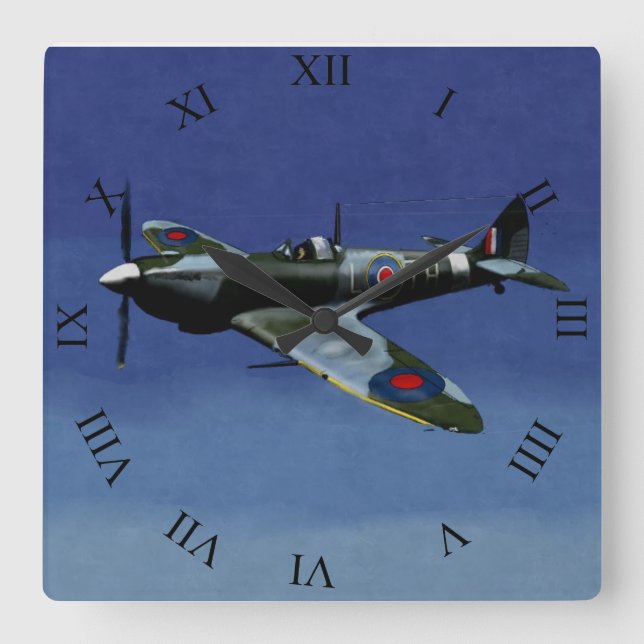 Relógio Quadrado Supermarine Spitfire IX Wall Clock. (Frente)
