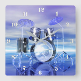 Relógio Quadrado Surreal Beach Drum Set Music Wall Clock