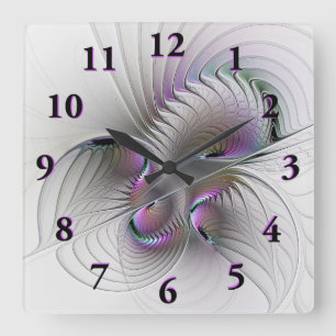Relógio Quadrado Surreal Shy Beauty Modern Abstrato Fractal Art