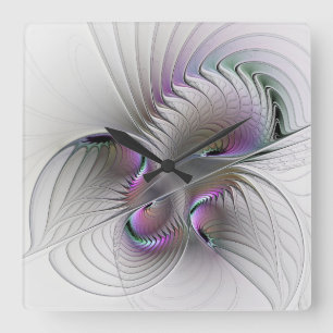 Relógio Quadrado Surreal Shy Beauty Modern Abstrato Fractal Art
