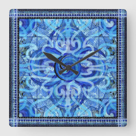 Relógio Quadrado Susea Blue Studios Wave Mandela Clock