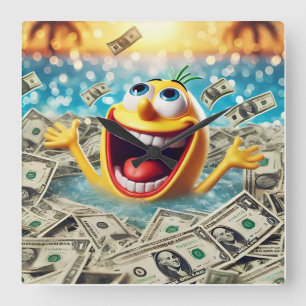 Relógio Quadrado swimming in money