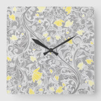 Swirly amarelo e cinzento moderno floral