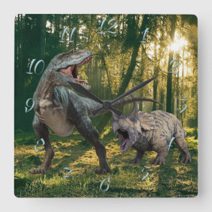 Relógio Quadrado T.Rex-Triceratops