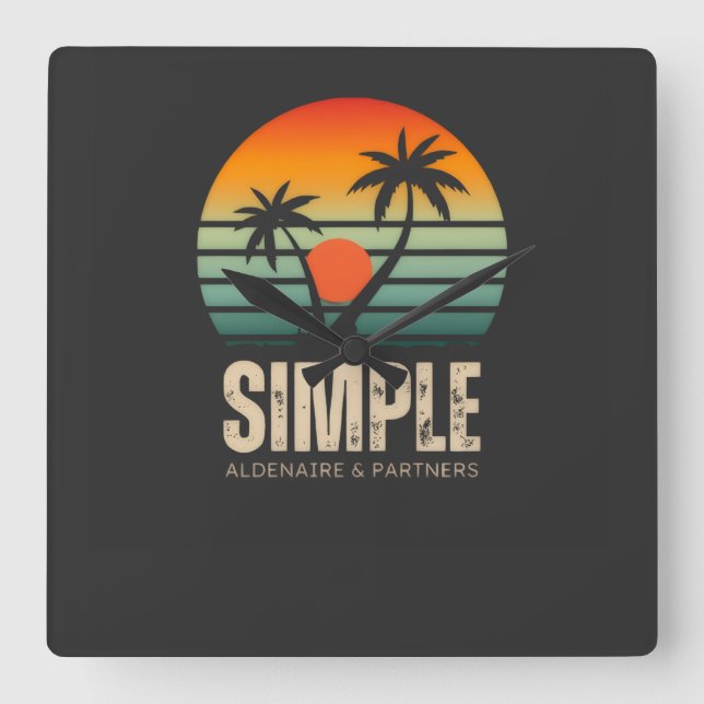 Relógio Quadrado T-shirt Simple Sunset - Tropical vibes design (Frente)