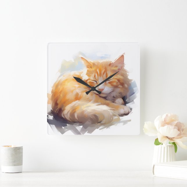 Relógio Quadrado TABELA DE LARANJA DE ÁGUA bonito, COM MOSCA (Lar)