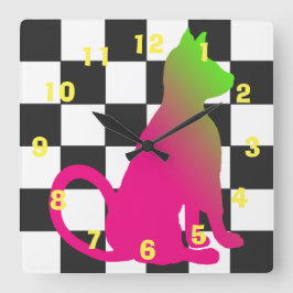 Relógio Quadrado Tabuleiro de damas Brights CricketDiane do gato do