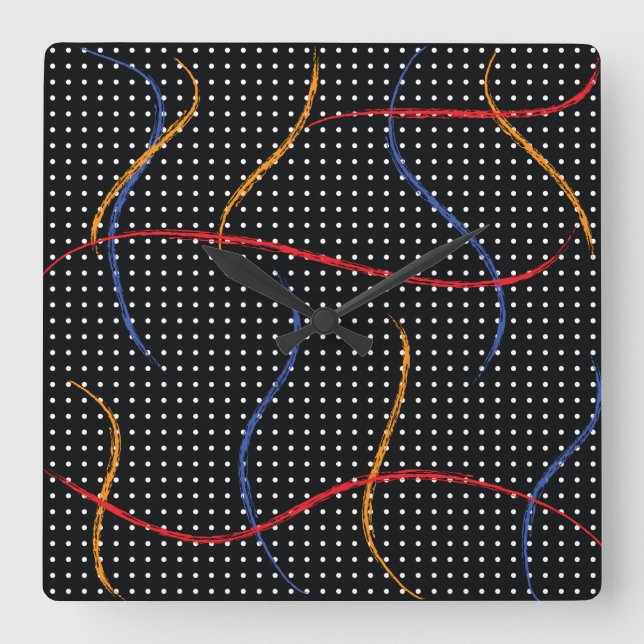 Relógio Quadrado Tabuleiro e Pontos de Pintura Retroativos (Frente)