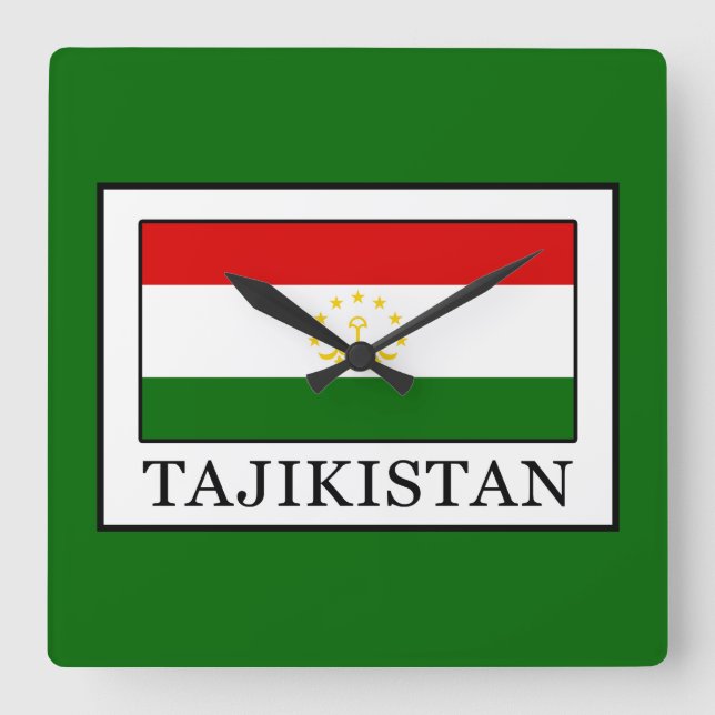 Relógio Quadrado Tajiquistão (Frente)