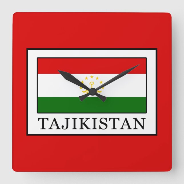Relógio Quadrado Tajiquistão (Frente)