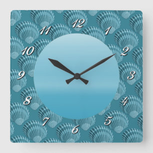Relógio Quadrado Tal Sparkle Seashell Square Wall Clock