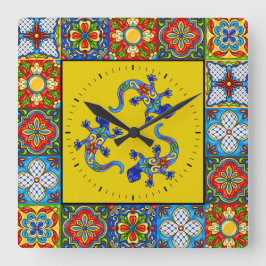 Relógio Quadrado Talavera Tiles IMAGES Clock