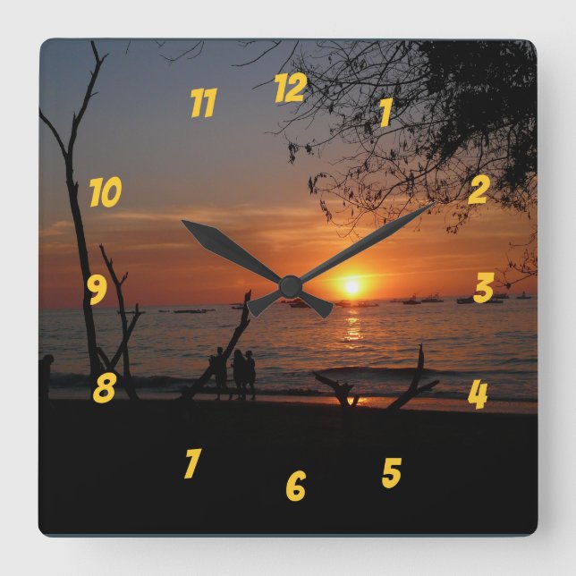 Relógio Quadrado Tamarindo Sunset Respirante (Frente)