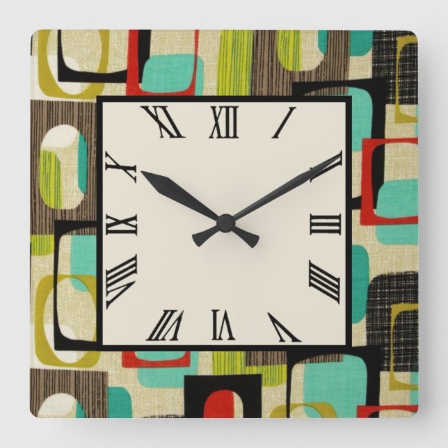 Relógio Quadrado Tan com quadro retrorado (Frente)