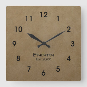 Relógio Quadrado Tan Stucco Padrão Acrylic Wall Clock