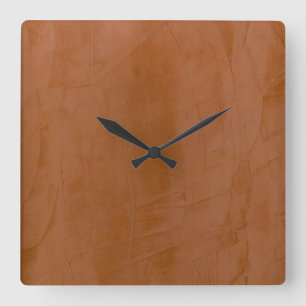 Relógio Quadrado Tangerine Venetian Plaster Square Wallclock