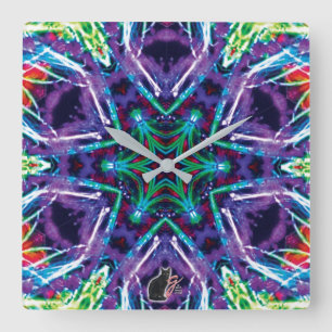 Relógio Quadrado Tapeçaria Kaleidoscópio