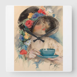 Relógio Quadrado Tarde de Chá