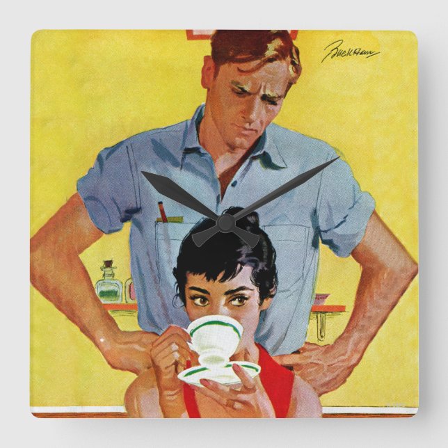 Relógio Quadrado Tarde Demais Para Compensar (Frente)