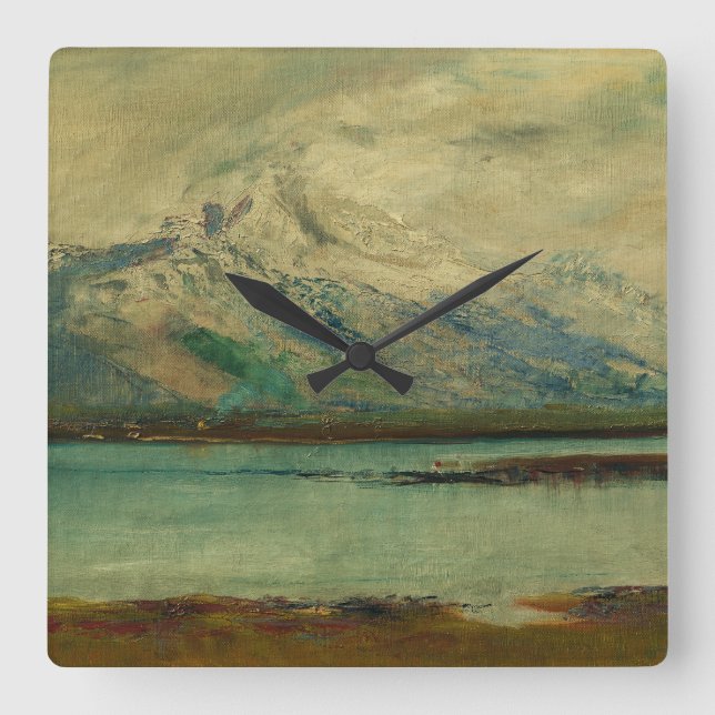 Relógio Quadrado Tatra Mountain Landscape by Ladislav Mednyanszky (Frente)